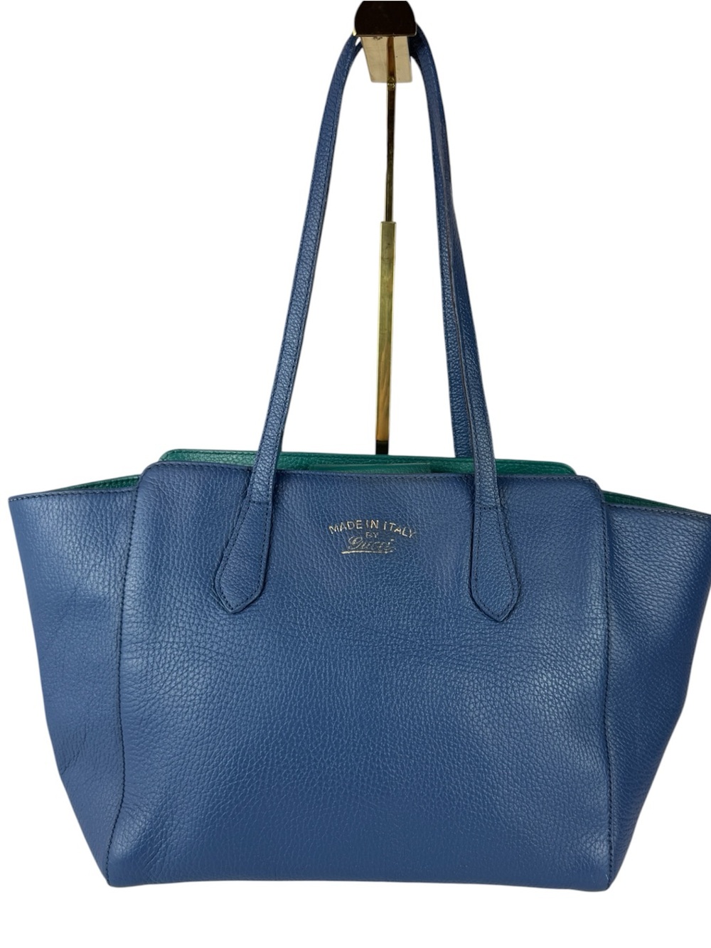 Blue Leather Tote Bag - Made in Italy
